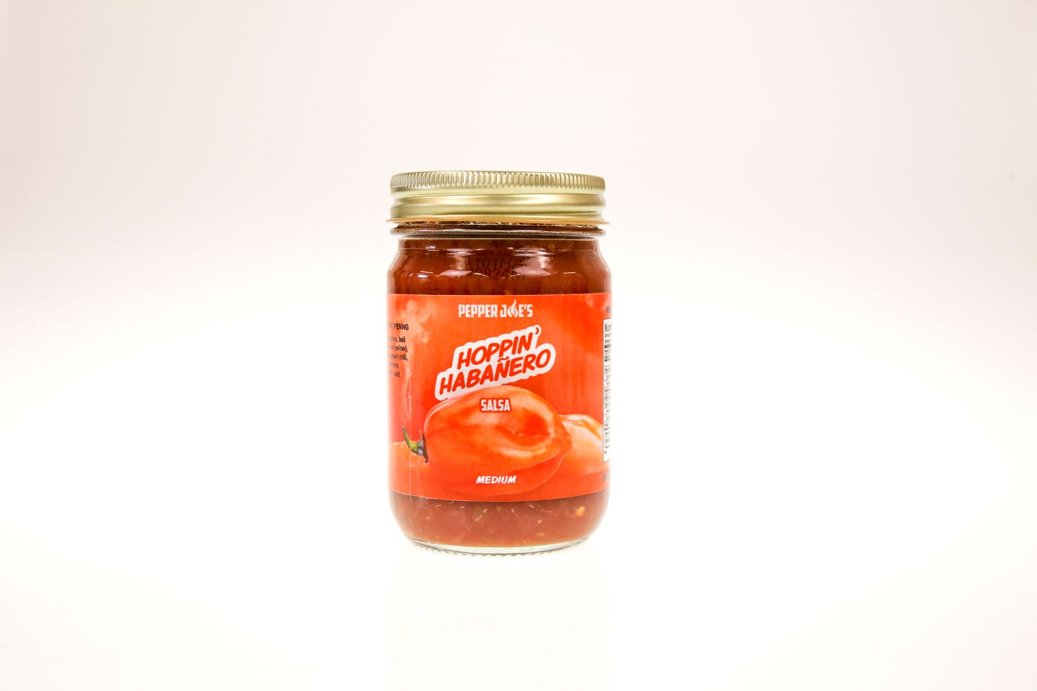 Pepper Joe's Sweet and Spicy Salsa 5-Pack - salsa collection - hoppin habanero salsa jar on white background