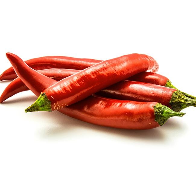 Pepper Joe's Cowhorn Hot Pepper - pile of cowhorn peppers on white background