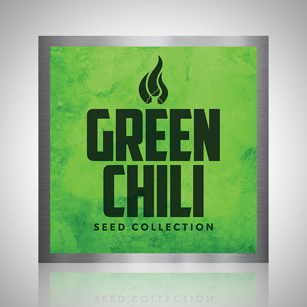 Pepper Joe's Green Chili pepper seeds collection - seed label packaging graphic