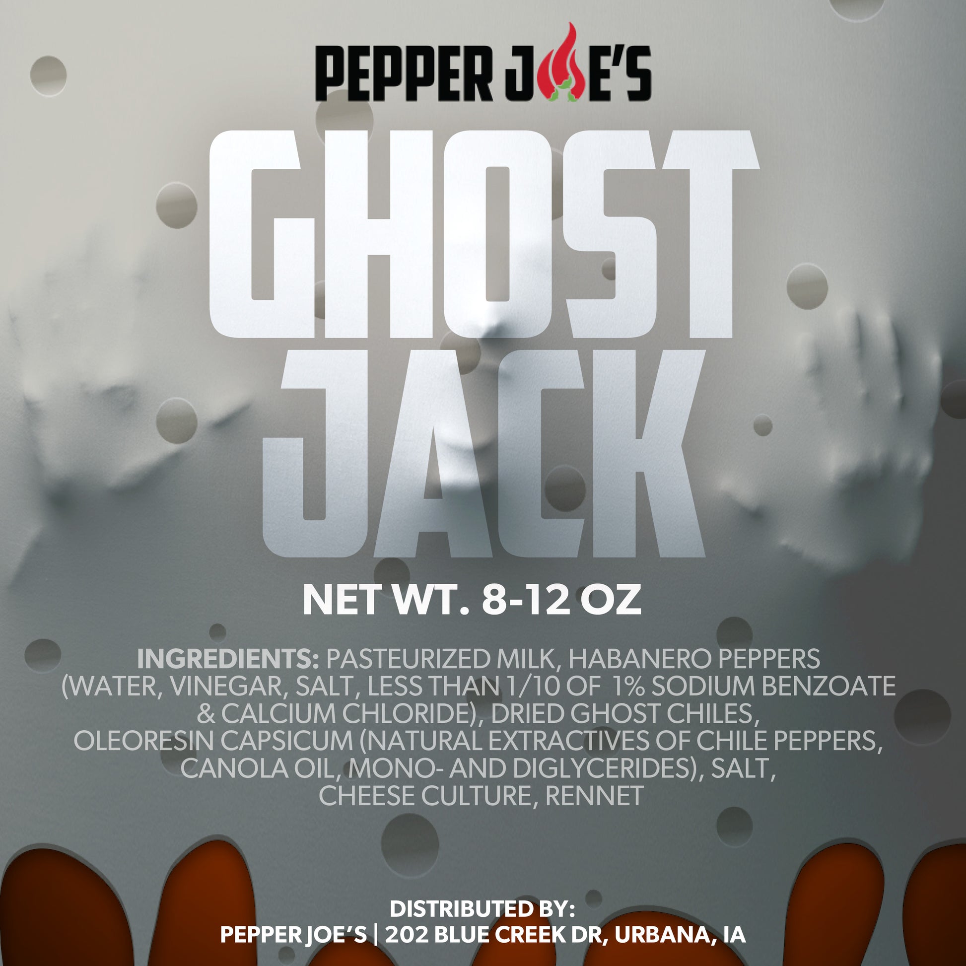 Pepper Joe's Ghost Pepper Monterey Jack Cheese - spicy cheese packaging label
