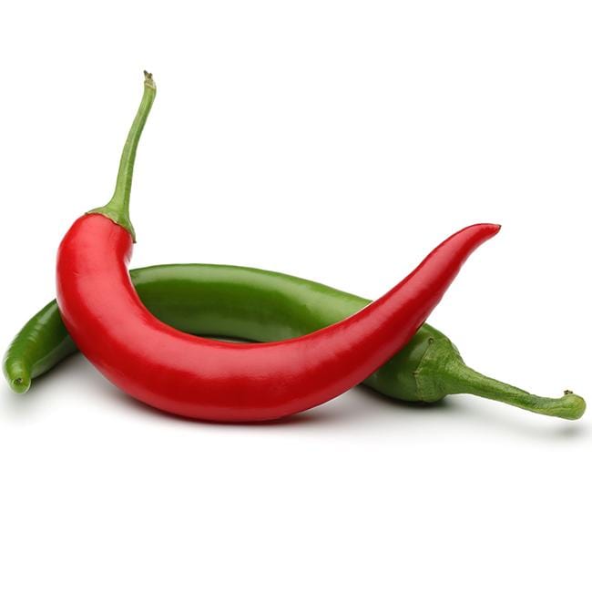 Pepper Joe's kung pao chili pepper - green and red Kung Pao pepper on white background