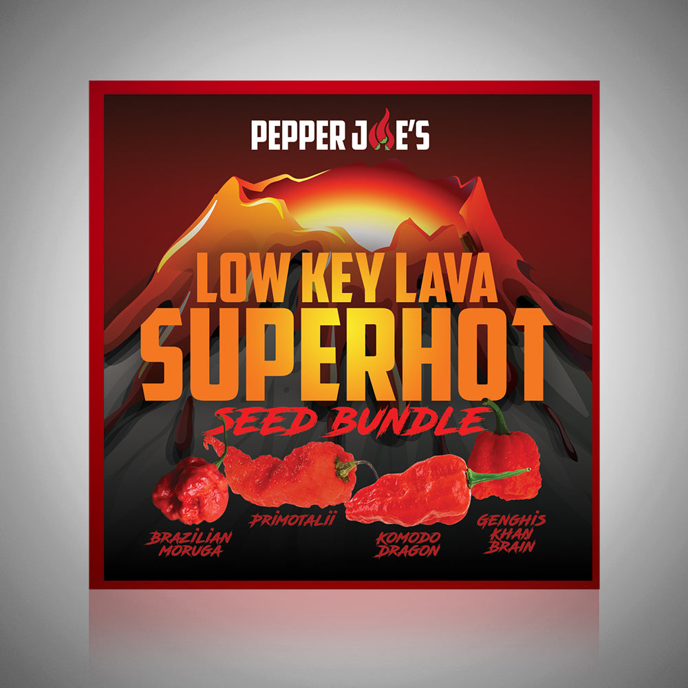 Pepper Joe's Low Key Lava Super Hot Seed Collection - Brazilian Moruga, Primotalii, Komodo Dragon, Genghis Khan