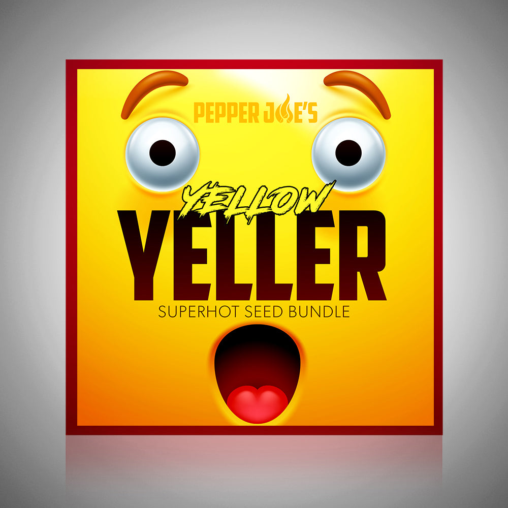 Pepper Joe's Yellow Yeller Super Hot Seed Collection - seed label packaging graphic