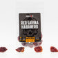 Pepper Joe's Red Savina Habanero dried peppers - clear bag packaging with label with dried pods around the bag