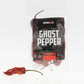 Pepper Joe's Ghost Dried Pods - Packaging label of ghost pepper dried pods on white backgrond