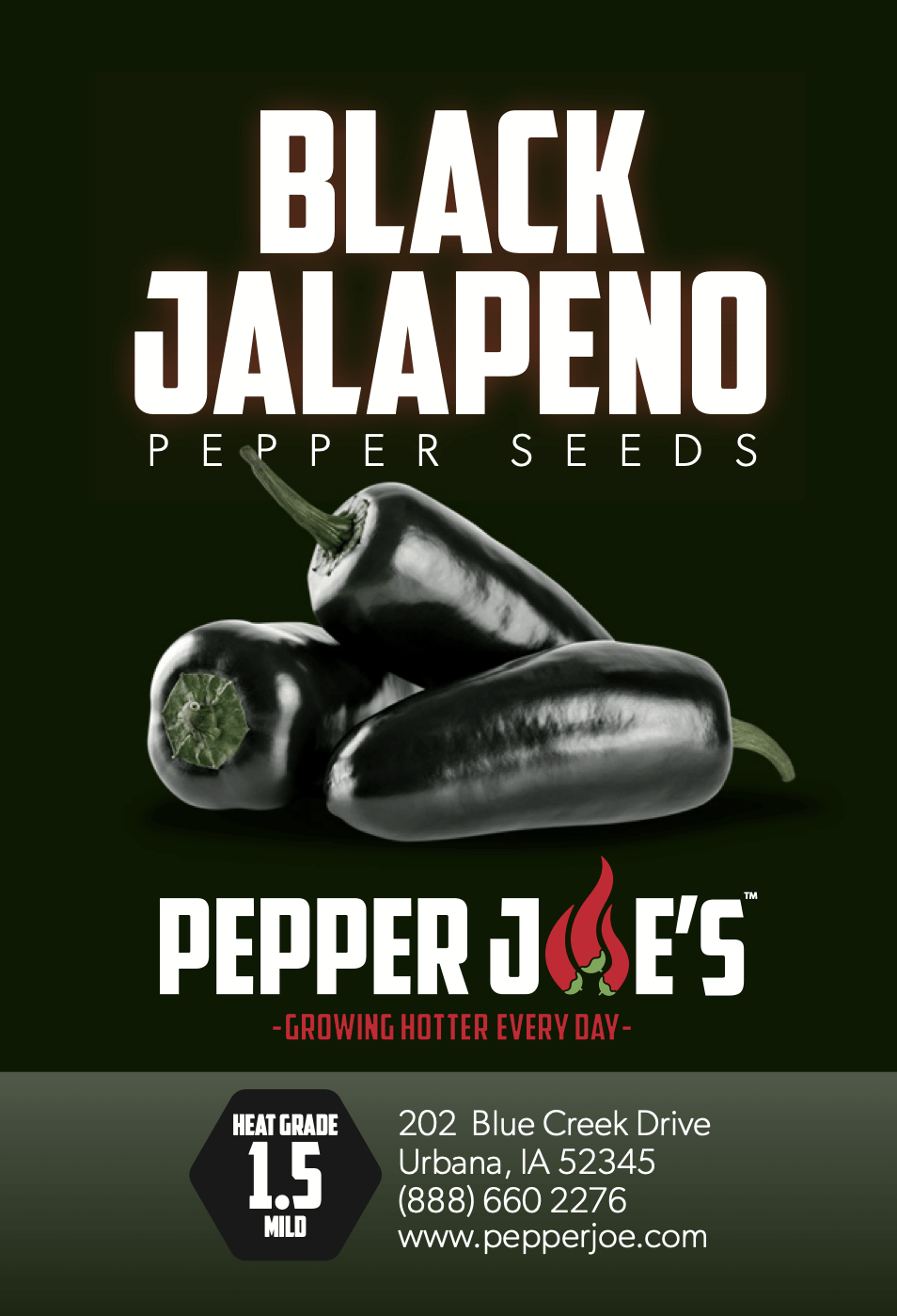 Pepper Joe's Black Jalapeno pepper - seed label of black jalapeno peppers
