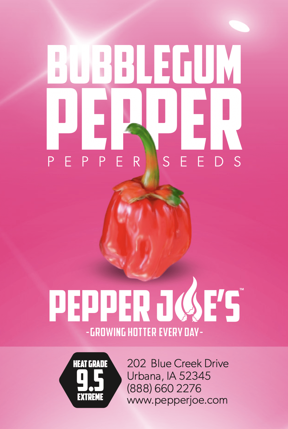 Pepper Joe's bubblegum hot pepper - seed label