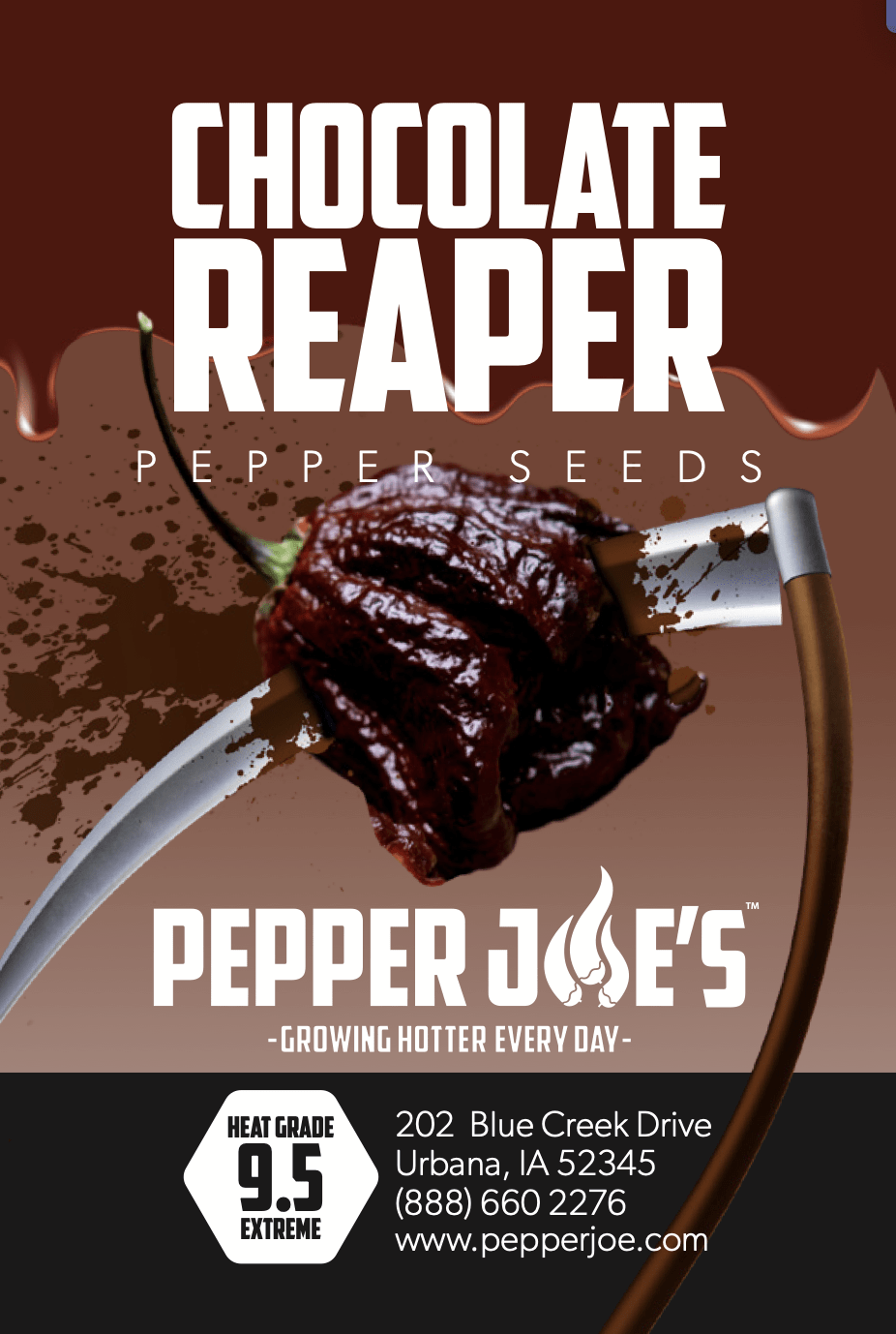 Pepper Joe's chocolate reaper seeds - seed label