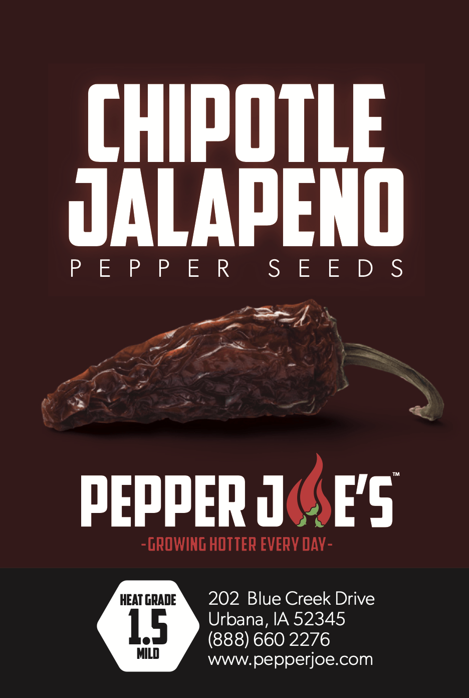 Pepper Joe's Chipotle Jalapeno seeds - seed label
