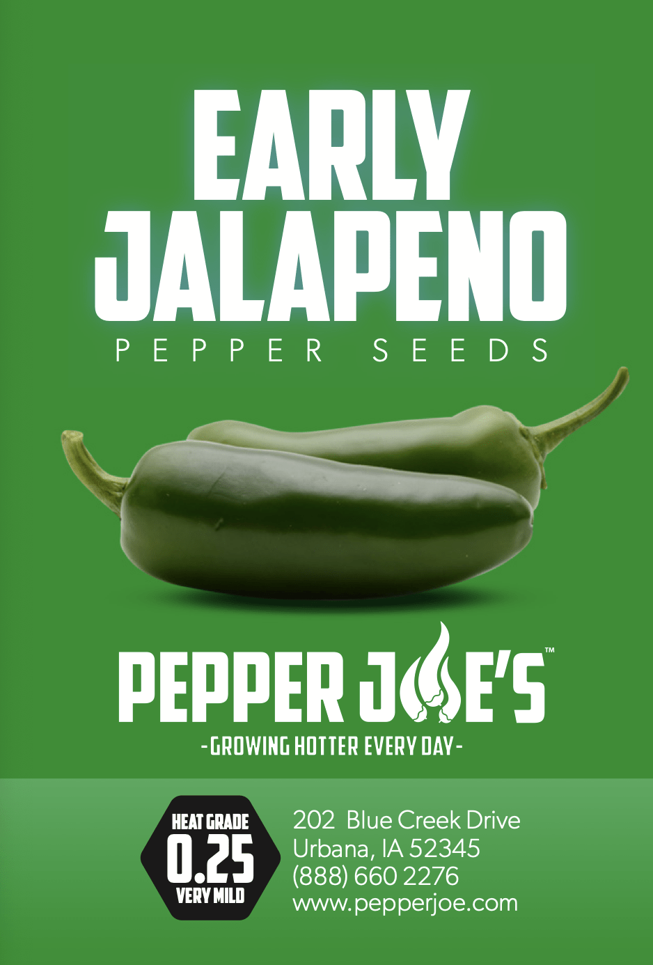 Pepper Joe's early jalapeno pepper seeds - seed label