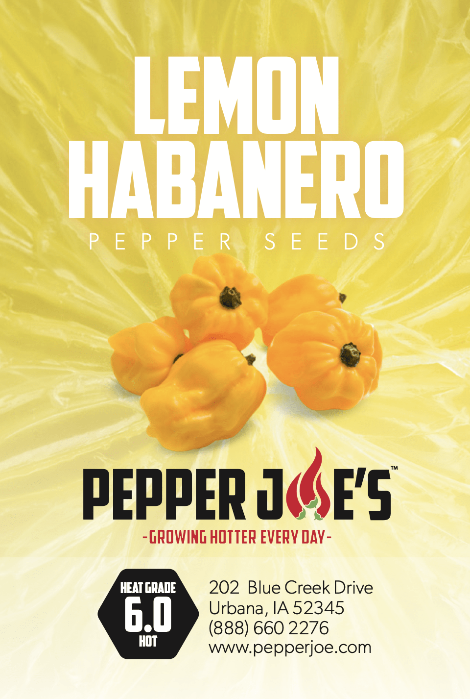 Pepper Joe's habanero hot lemon seeds - seed label