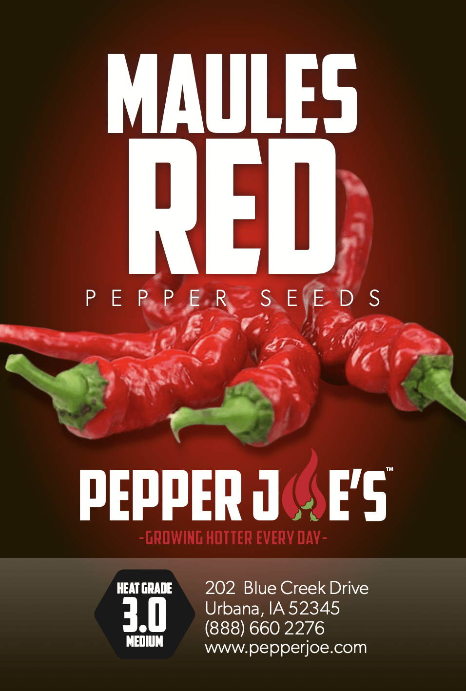 Pepper Joe's Maules Red pepper seeds - seed label