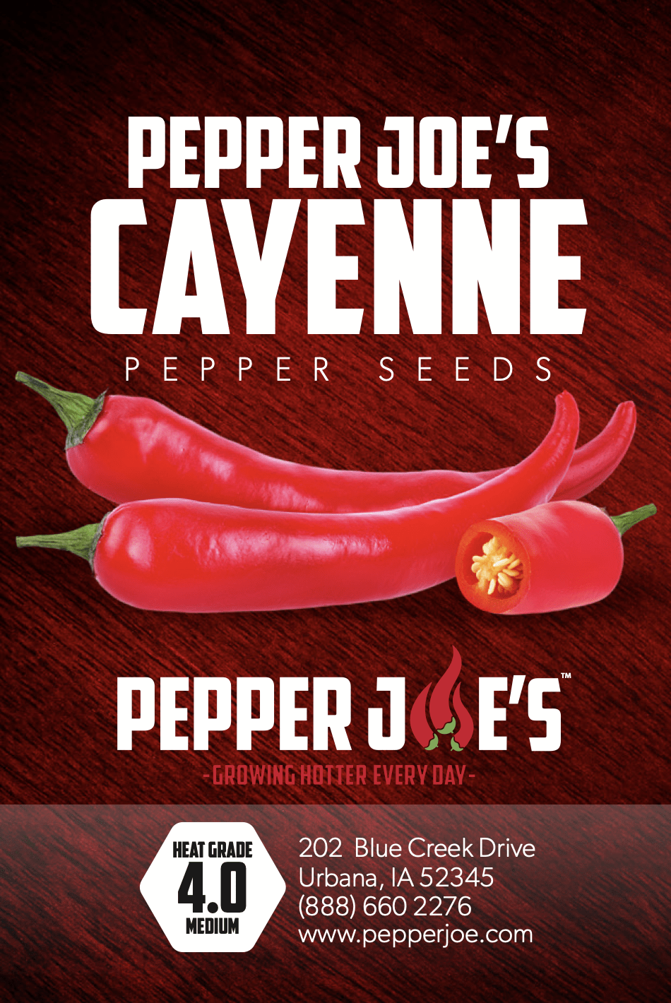Pepper Joe'a Cayenne pepper seeds - seed label