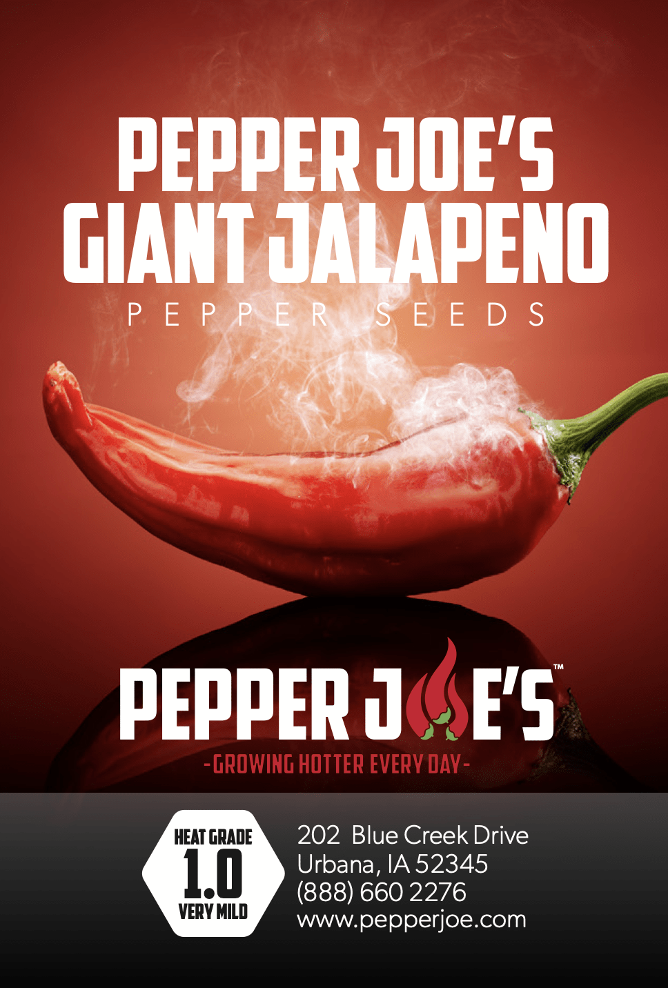 Pepper Joe's giant jalapeno seeds - seed label of red giant jalapeno pepper