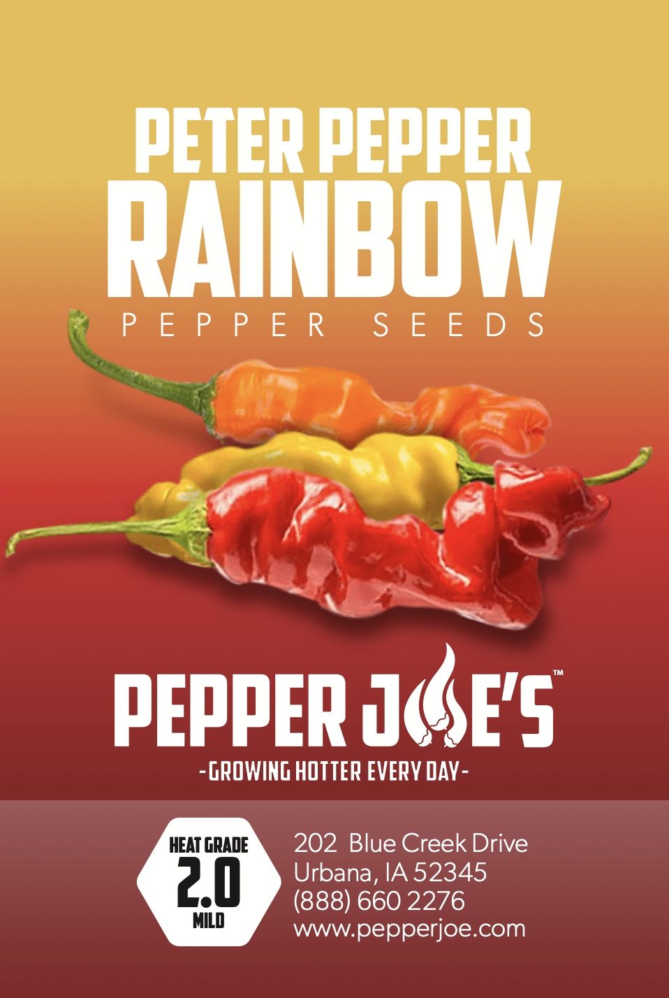 Pepper Joe's rainbow peter pepper seeds collection - seed label of peter peppers