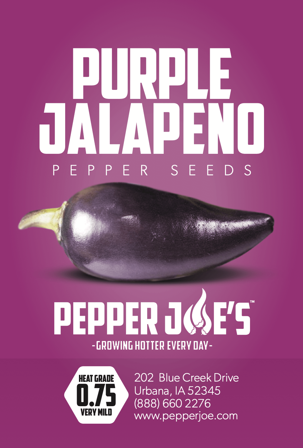 Pepper Joe's Purple Jalapeno seeds - seed label of Purple Jalapeno peppers