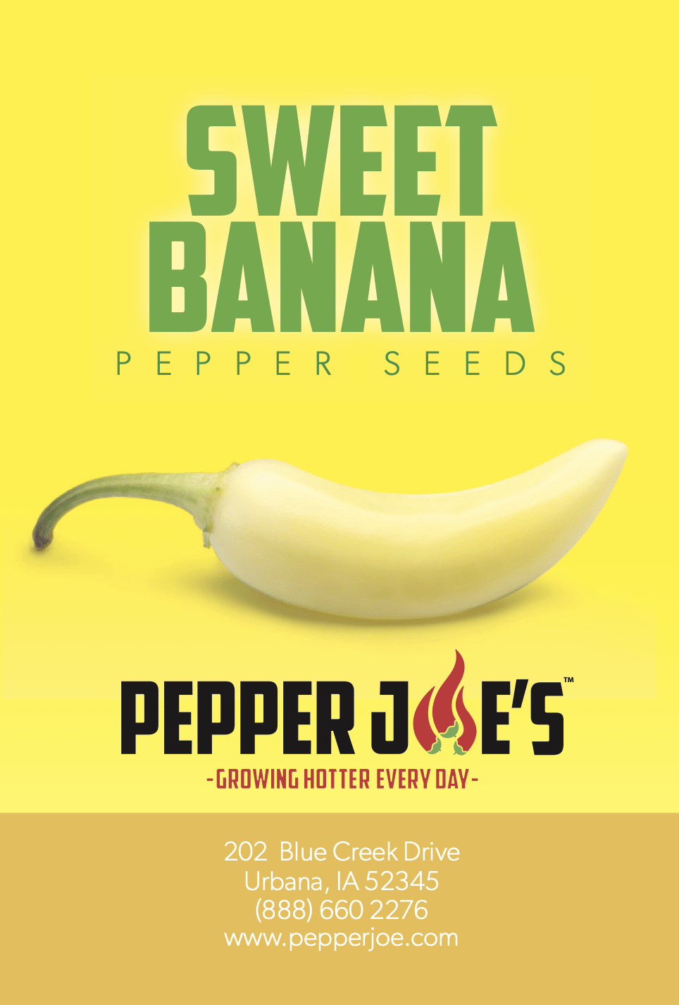 Pepper Joe's Sweet Banana seeds - seed label 