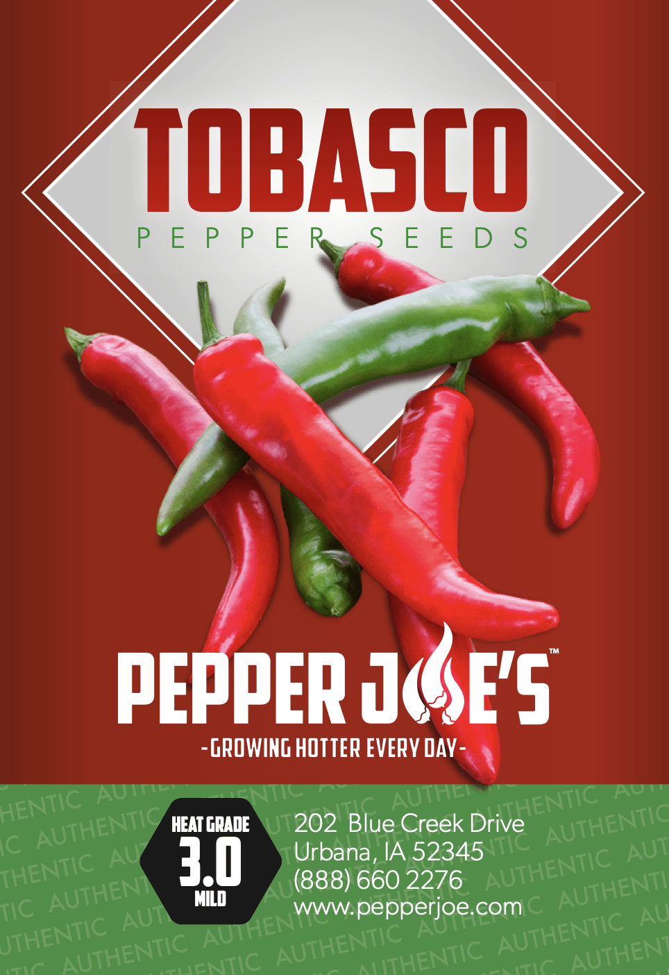 Pepper Joe's Chilli Tabasco seeds - seed label