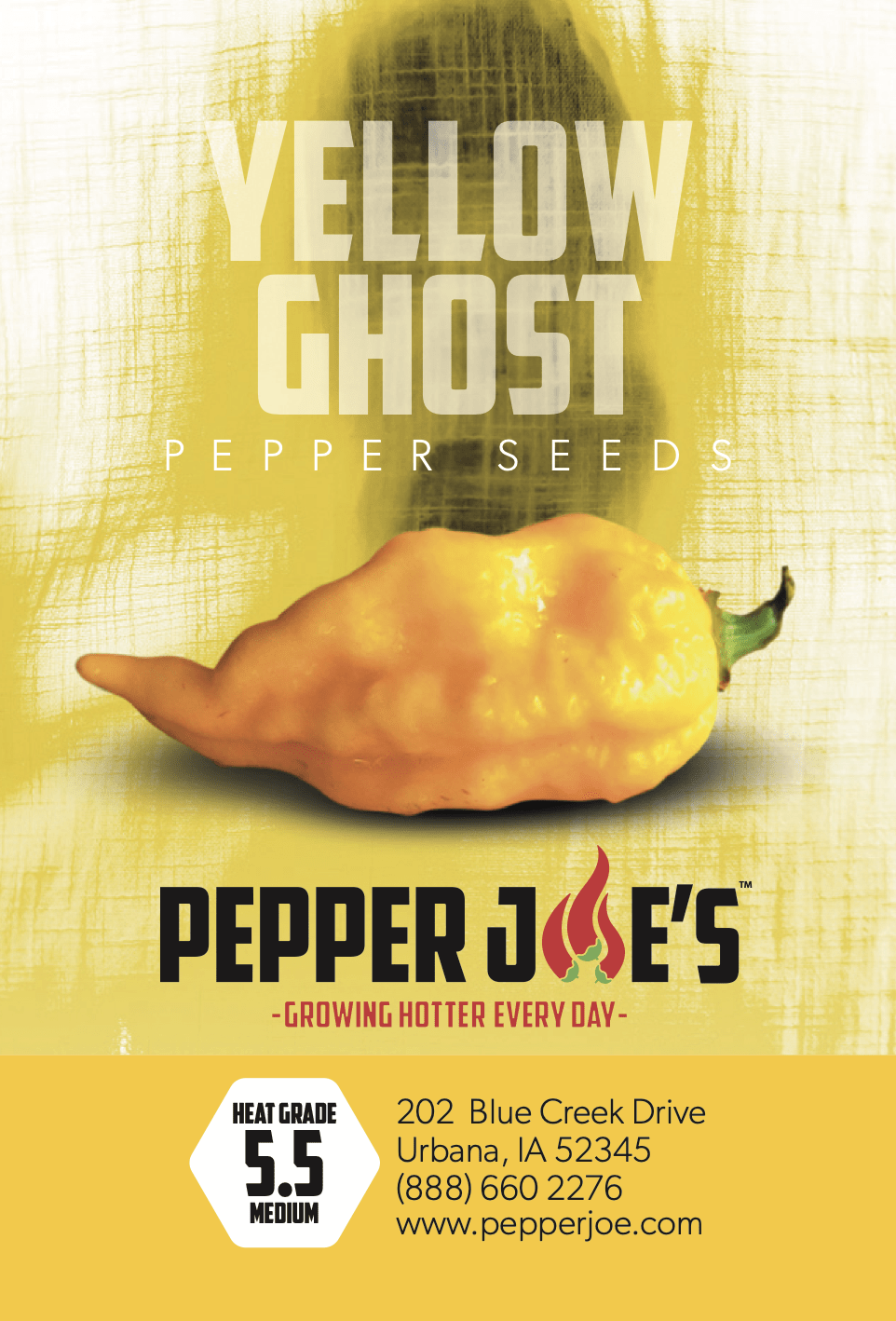 Pepper Joe's yellow ghost chilli seeds - seed label