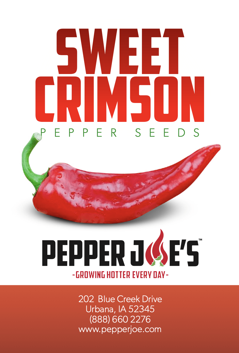 Pepper Joe's Sweet Crimson sweet pepper seeds - seed label