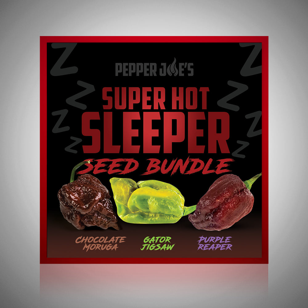 Pepper Joe's Super Hot Sleeper seed collection - Purple Reaper, Chocolate Moruga, Gator Jigsaw