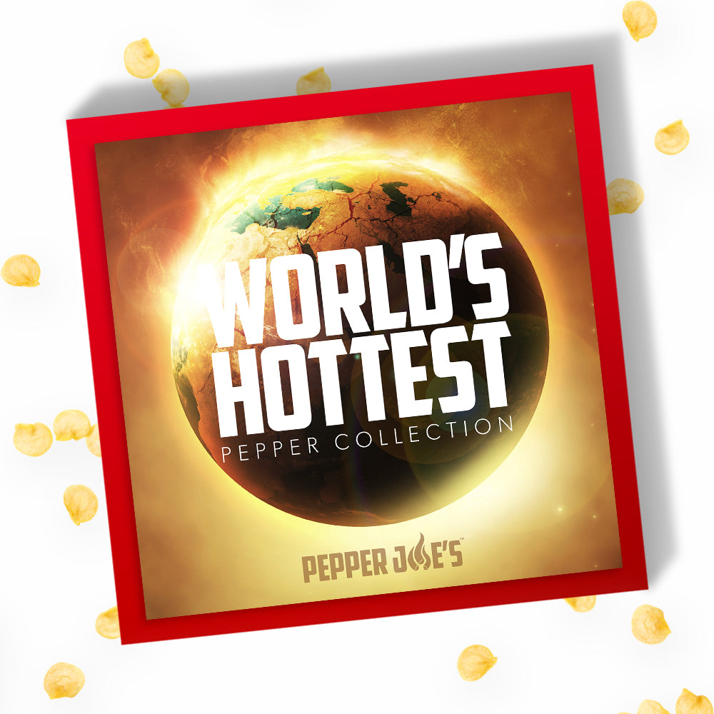 Pepper Joe's super hot pepper seeds collection - seed label of World's Hottest pepper seed collection