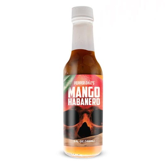 Pepper Joe's Mango Habanero Hot Sauce on white background