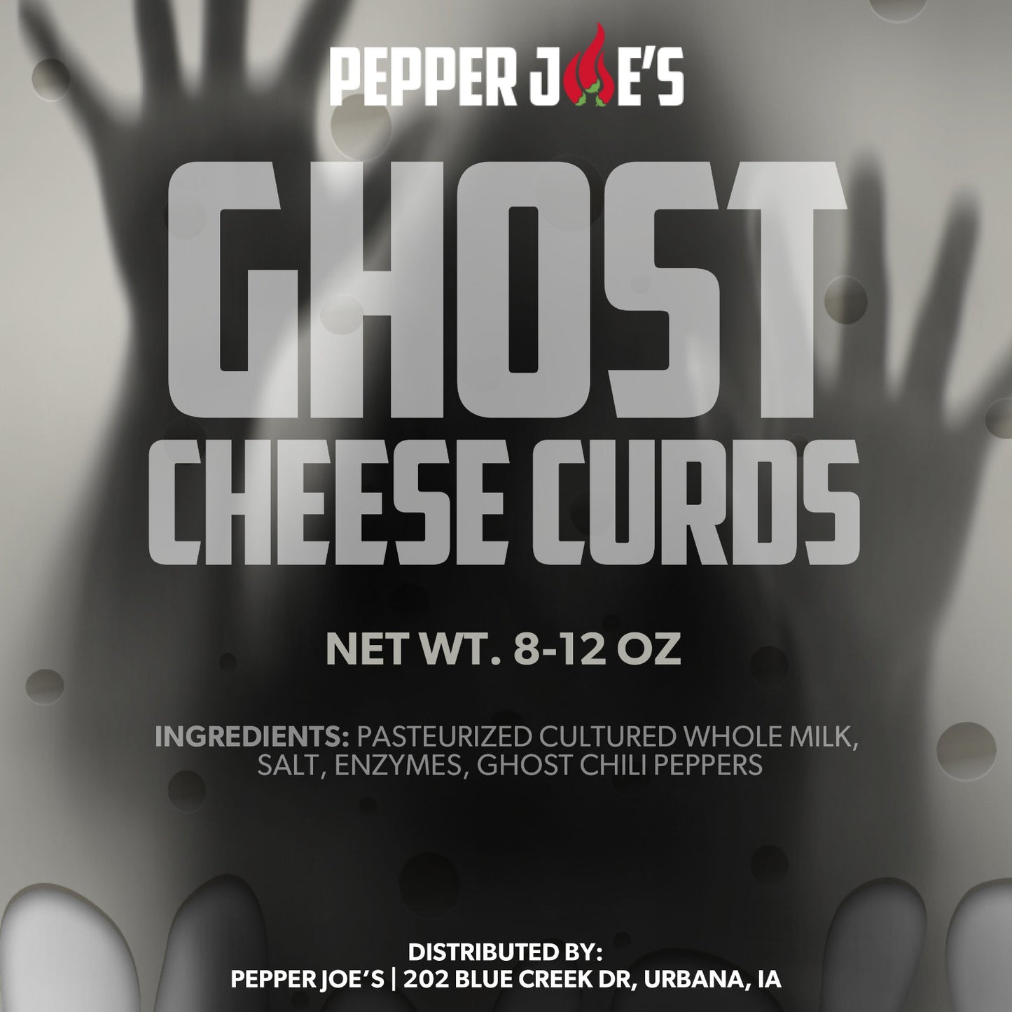 Pepper Joe's Ghost Pepper Cheese Curds packaging label