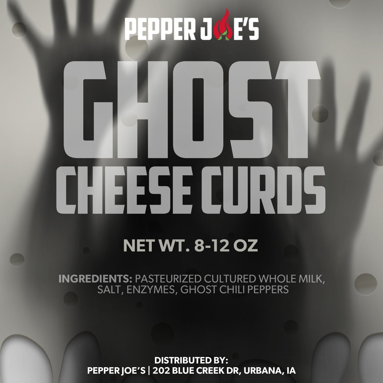 Pepper Joe's Ghost Pepper Cheese Curds packaging label