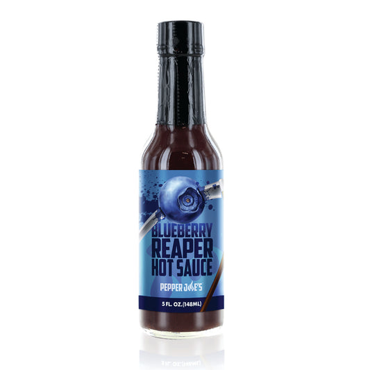 Pepper Joe's Blueberry Carolina Reaper Hot Sauce on white background