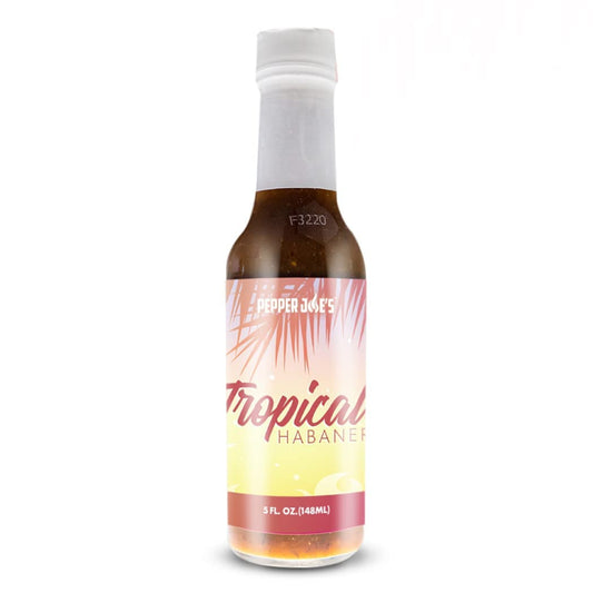 Pepper Joe's Tropical Habanero Hot Sauce on white background